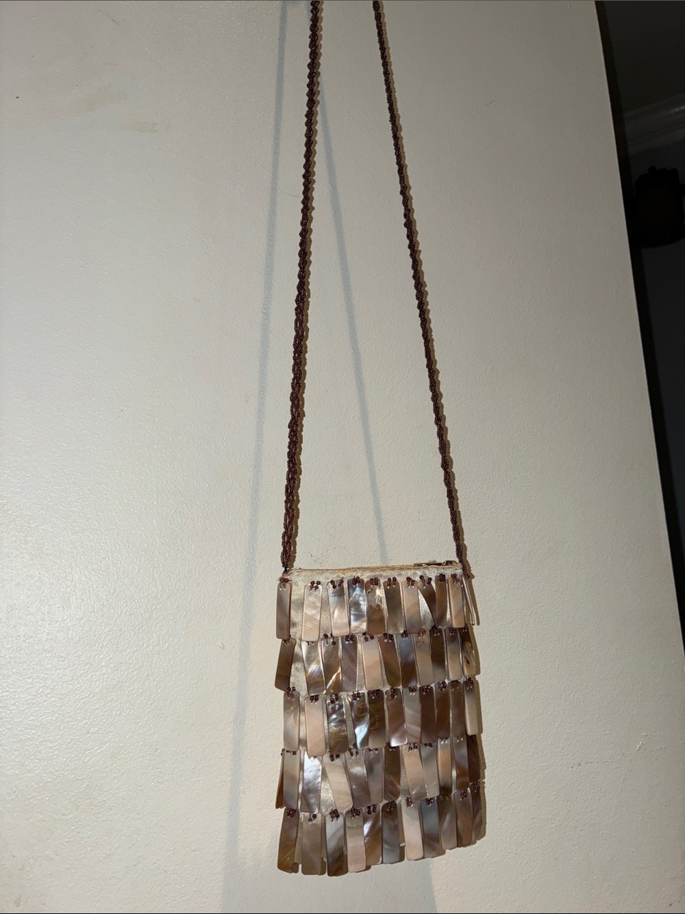 Vintage Mad Design Handcrafted Shell Tile Crossbody Small Evening Bag